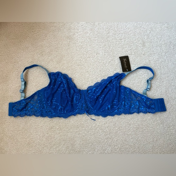 Frederick’s of Hollywood vibrant blue unlined lace bra with underwire, sz 36F - Picture 3 of 6